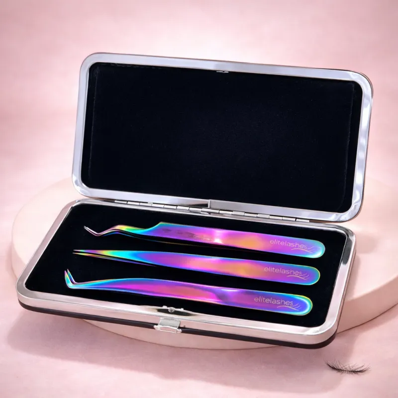 Professional Magnetic Case with 3 Lash Extension Tweezers